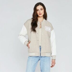Gentle Fawn Legacy Beige/Mauve and White Varsity Jacket